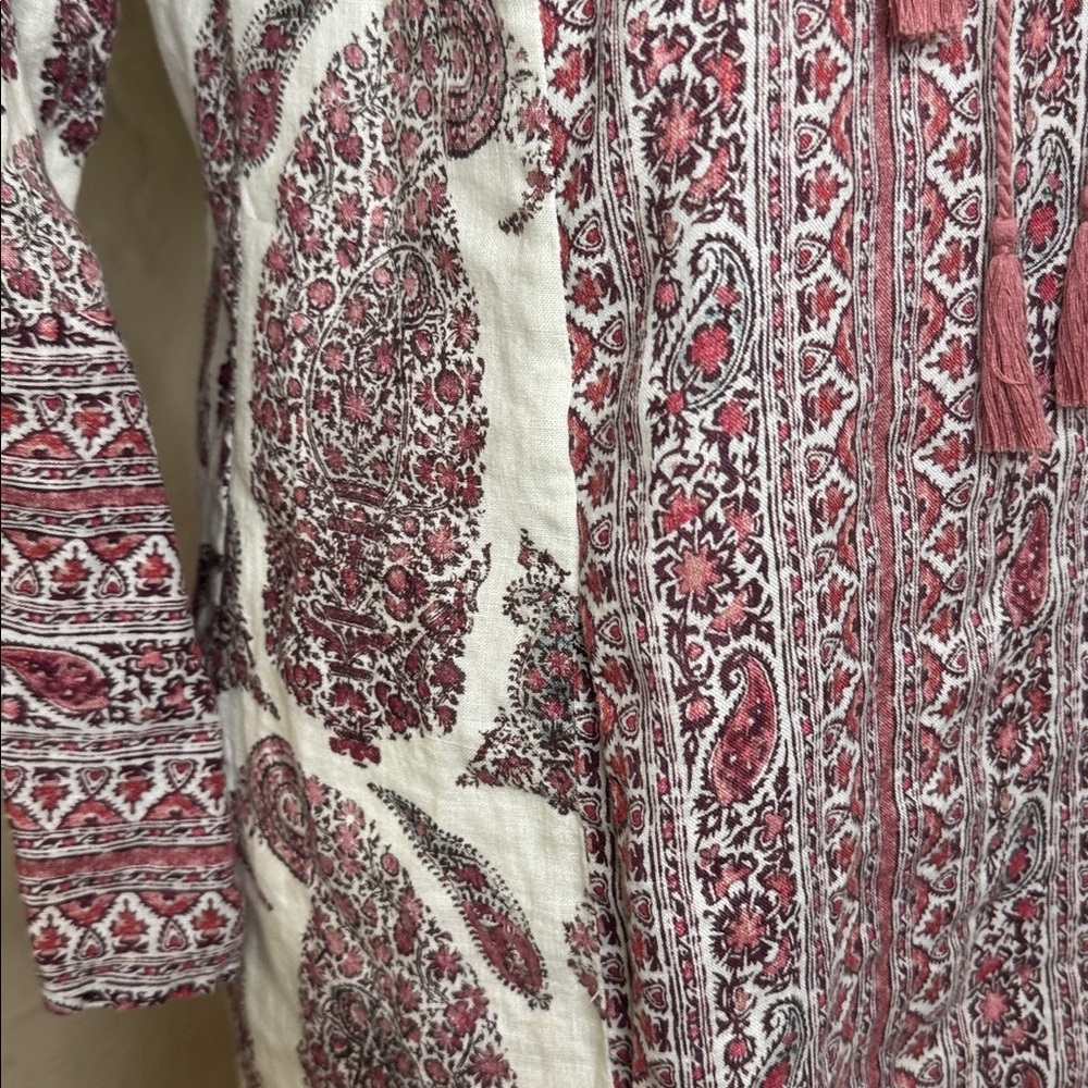 BOTEH Calico Linen Paisley Print Tunic Dress - Picture 11 of 12